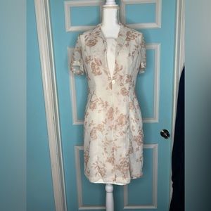 Scarlett Cream Sleeveless Dress With Full Length Floral Jacket 5/6